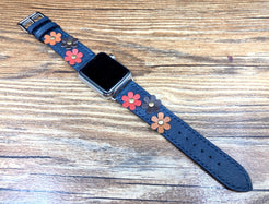 Apple Watch Series 5, Apple Watch Band, Single Tour Rallye, Blue Encre, Apple Watch 40mm, Apple Watch Band, Leather Watch Band, Apple Watch Strap - eternitizzz-straps-and-accessories