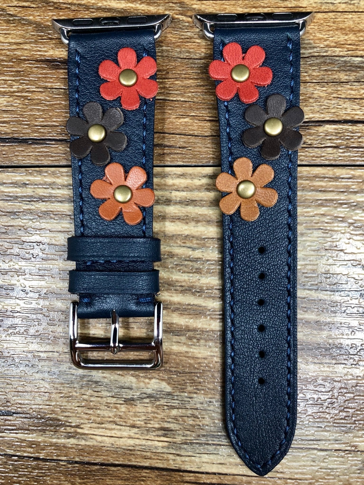 Apple Watch Series 5, Apple Watch Band, Single Tour Rallye, Blue Encre, Apple Watch 40mm, Apple Watch Band, Leather Watch Band, Apple Watch Strap - eternitizzz-straps-and-accessories