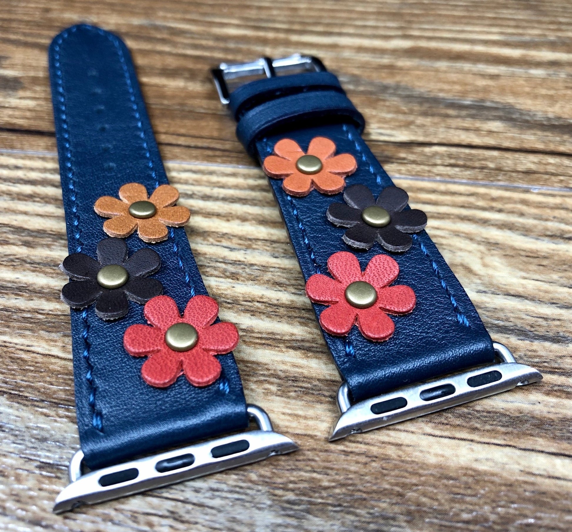 Apple Watch Series 5, Apple Watch Band, Single Tour Rallye, Blue Encre, Apple Watch 40mm, Apple Watch Band, Leather Watch Band, Apple Watch Strap - eternitizzz-straps-and-accessories