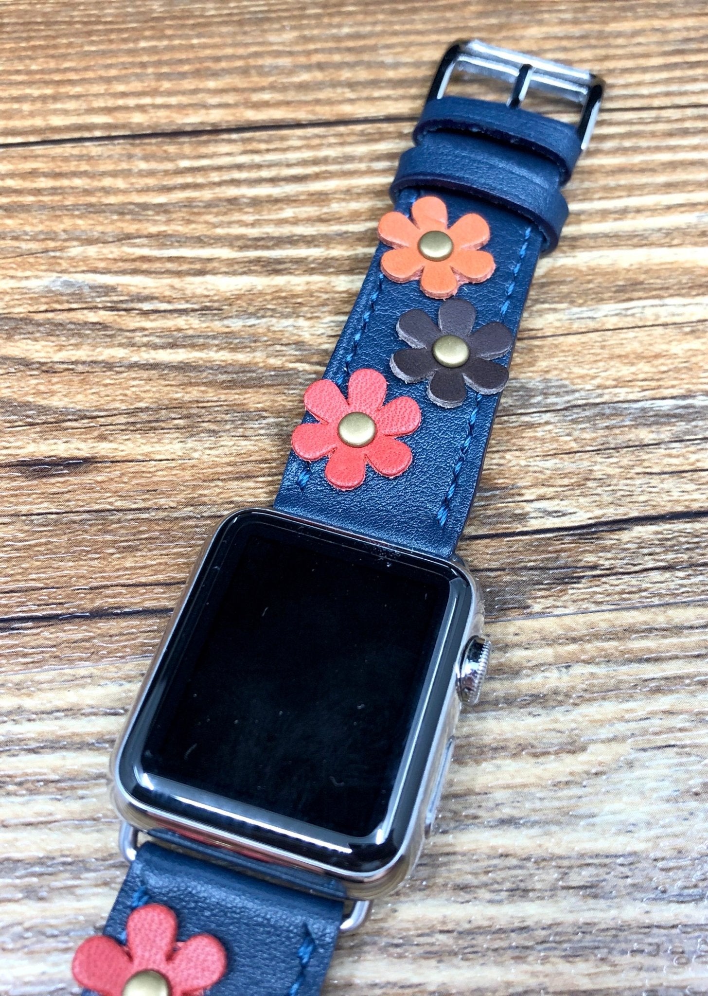 Apple Watch Series 5, Apple Watch Band, Single Tour Rallye, Blue Encre, Apple Watch 40mm, Apple Watch Band, Leather Watch Band, Apple Watch Strap - eternitizzz-straps-and-accessories