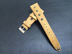 Vintage Real Leather Strap for Rolex, IWC, Omega (Khaki - Metal Pin) - 20mm/16mm - eternitizzz-straps-and-accessories