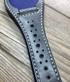 Handmade leather cuff watch strap, Brogue Pattern leather cuff watch band for Rolex Watches (Vintage Grey) - 20mm/18mm - eternitizzz-straps-and-accessories