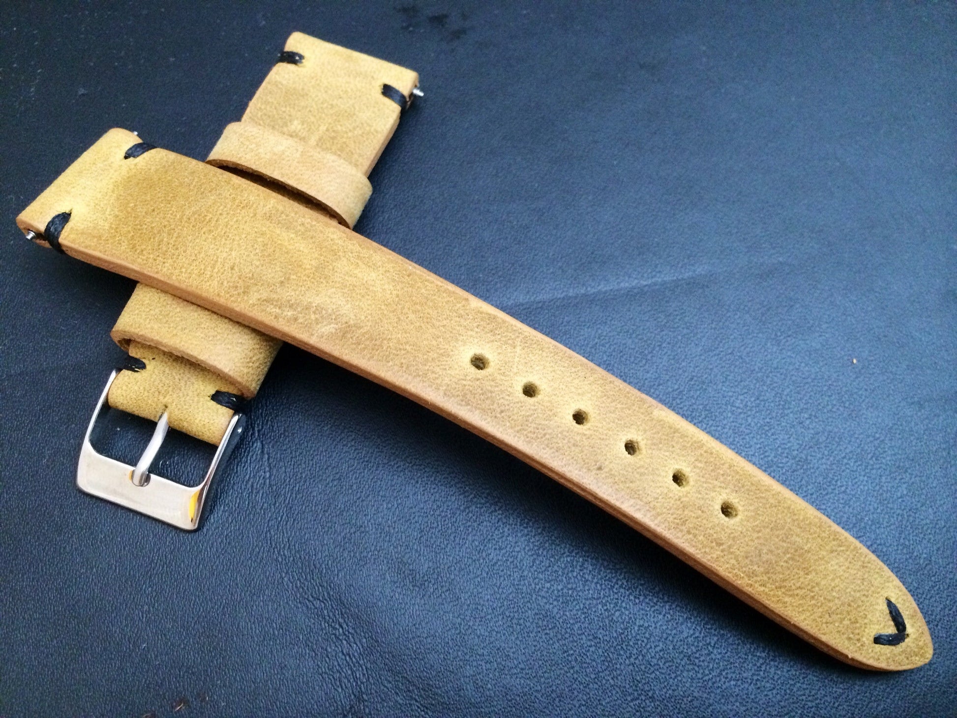 Leather Watch Strap, 20mm watch strap, 19mm watch band, Khaki Watch band for Rolex Watches - eternitizzz-straps-and-accessories