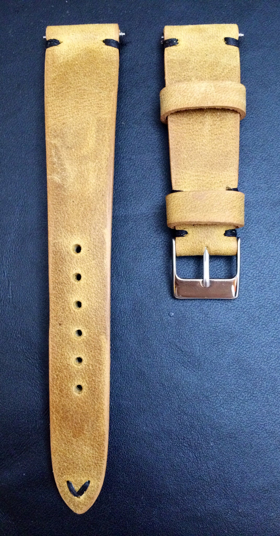 Leather Watch Strap, 20mm watch strap, 19mm watch band, Khaki Watch band for Rolex Watches - eternitizzz-straps-and-accessories