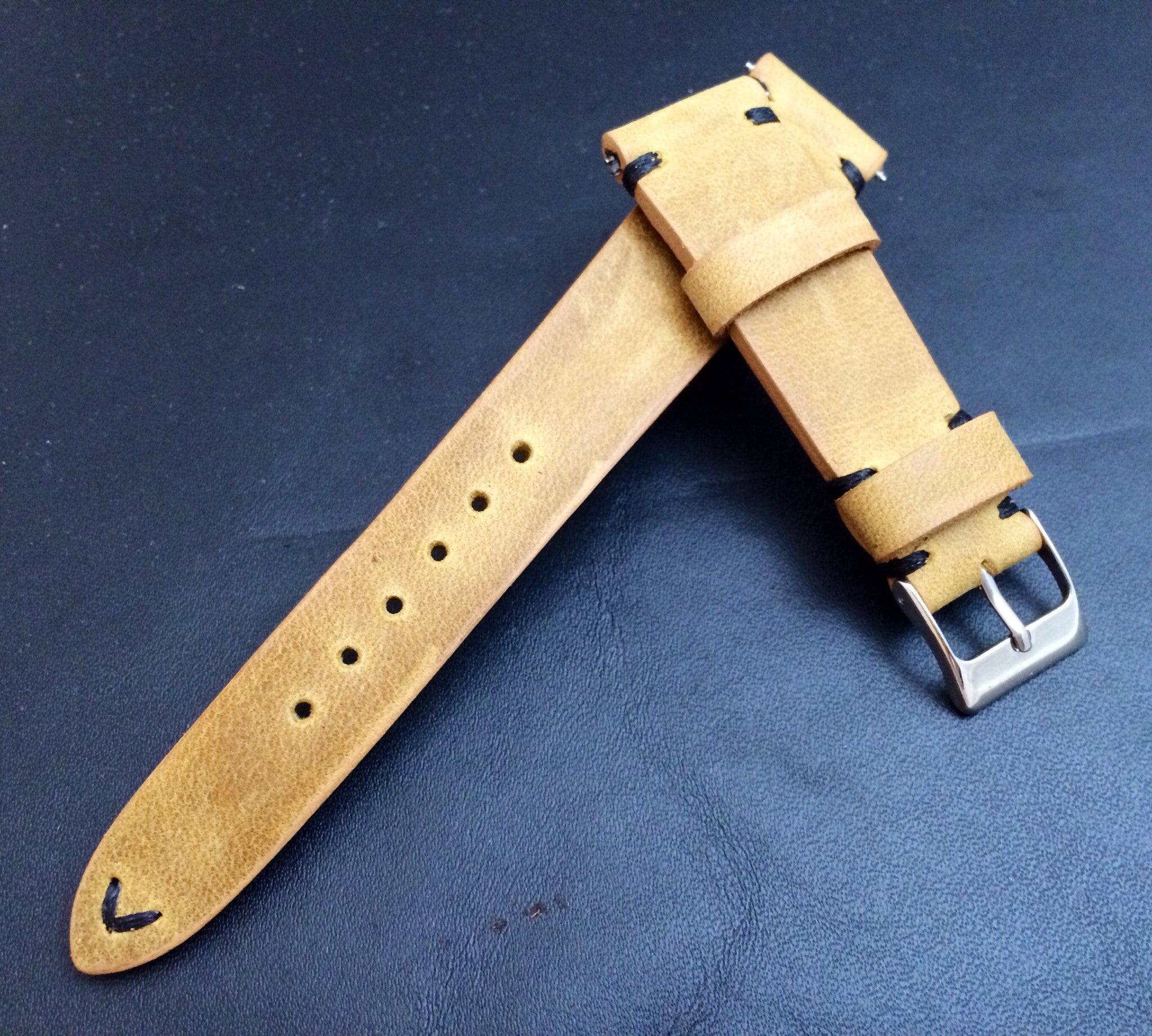 Leather Watch Strap, 20mm watch strap, 19mm watch band, Khaki Watch band for Rolex Watches - eternitizzz-straps-and-accessories