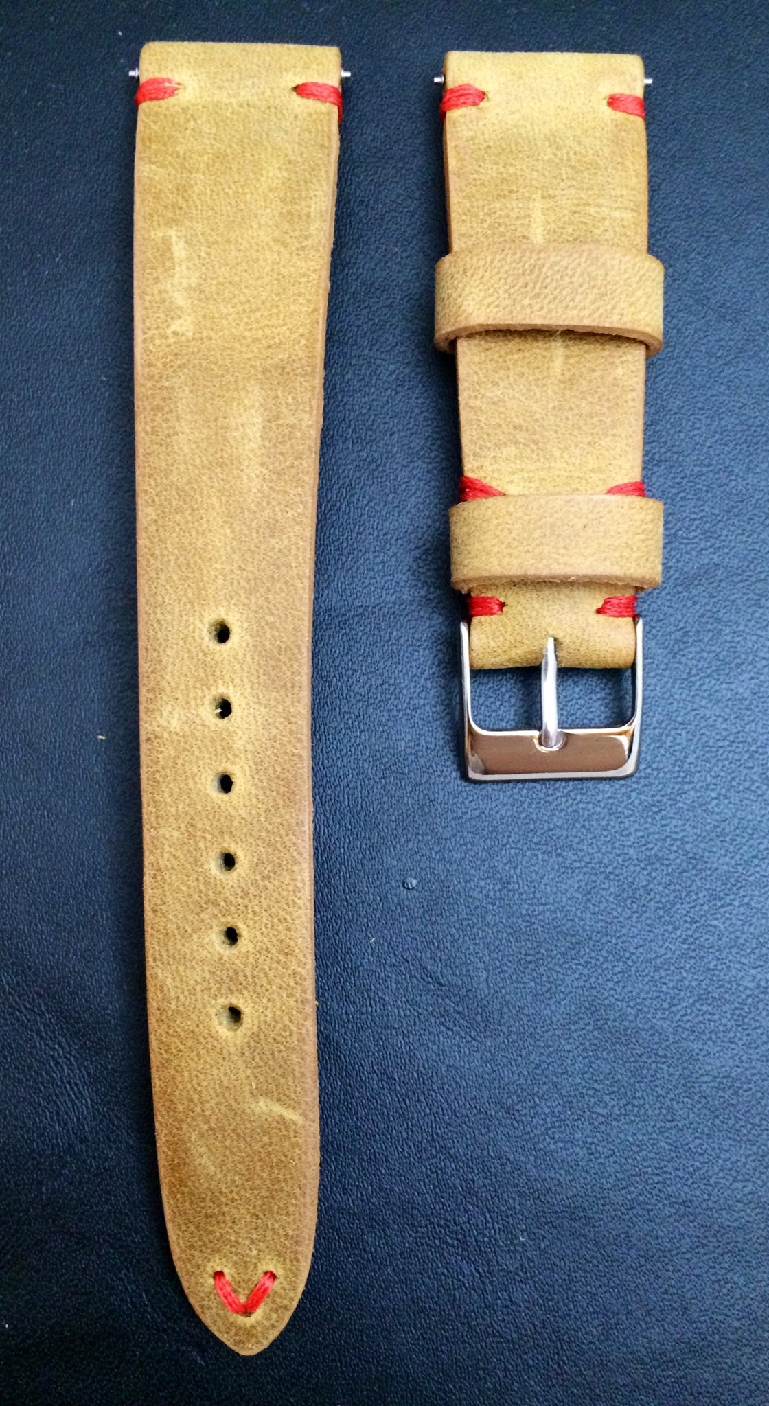 Leather Watch Strap, 20mm watch strap, 19mm watch band, Khaki Watch band for Rolex Watches - eternitizzz-straps-and-accessories