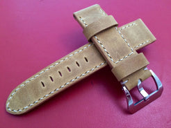 Leather watch Strap, 24mm Leather Watch Strap for Panerai, Khaki Leather watch band - eternitizzz-straps-and-accessories