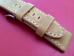 Leather watch Strap, 24mm Leather Watch Strap for Panerai, Khaki Leather watch band - eternitizzz-straps-and-accessories