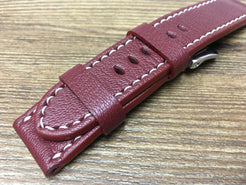 Leather Watch Strap, Panerai Watch Strap, Leather Watch Band 24mm, Dark Red Watch Band, Panerai, 26mm - eternitizzz-straps-and-accessories