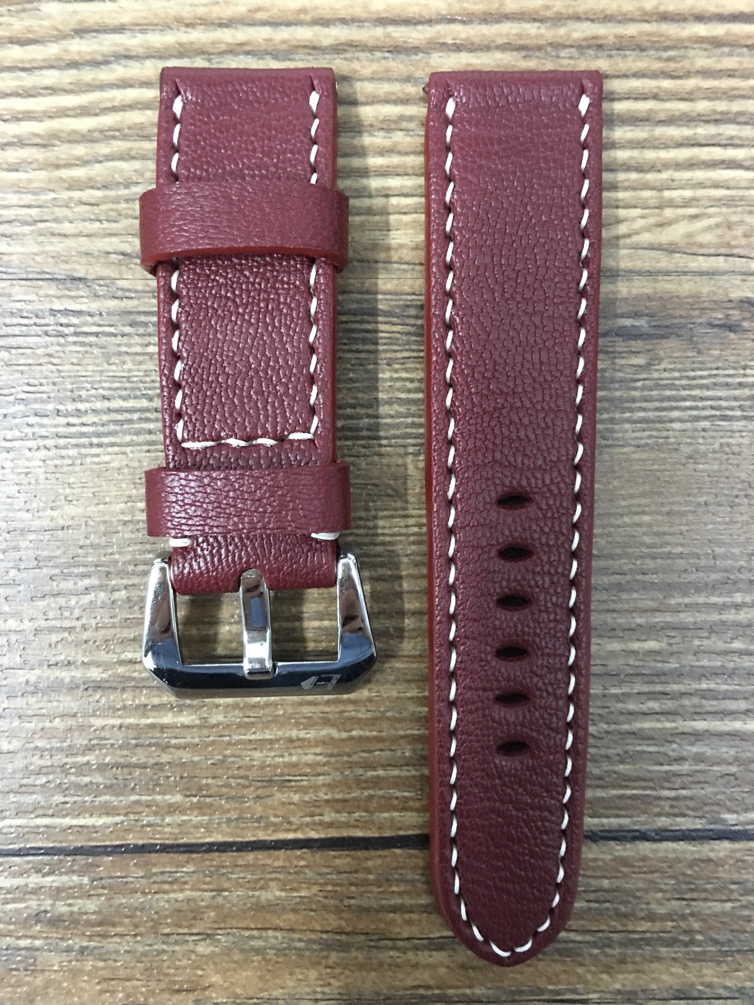 Leather Watch Strap, Panerai Watch Strap, Leather Watch Band 24mm, Dark Red Watch Band, Panerai, 26mm - eternitizzz-straps-and-accessories