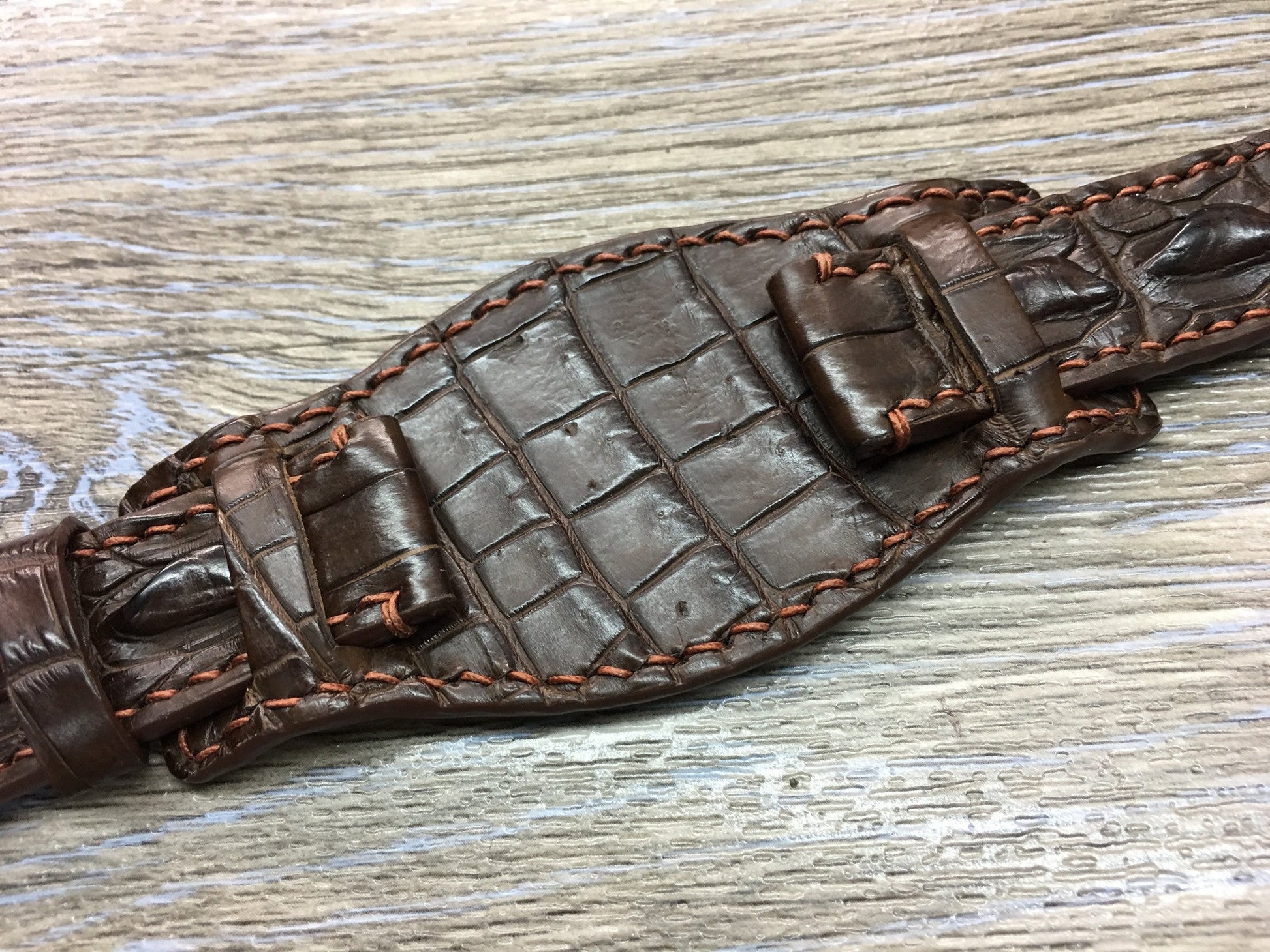 Leather Watch Strap, Full Bund Strap, Alligator Skin Watch band, Rolex Watch Strap, 20mm - eternitizzz-straps-and-accessories