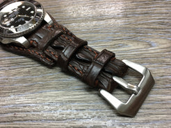 Leather Watch Strap, Full Bund Strap, Alligator Skin Watch band, Rolex Watch Strap, 20mm - eternitizzz-straps-and-accessories