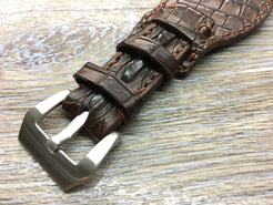 Leather Watch Strap, Full Bund Strap, Alligator Skin Watch band, Rolex Watch Strap, 20mm - eternitizzz-straps-and-accessories