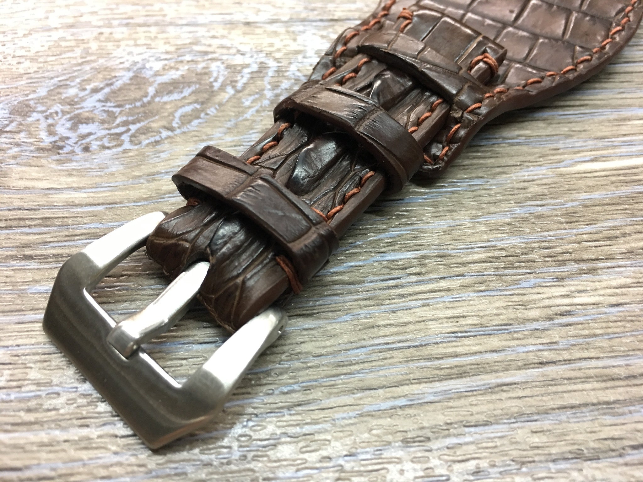 Leather Watch Strap, Full Bund Strap, Alligator Skin Watch band, Rolex Watch Strap, 20mm - eternitizzz-straps-and-accessories