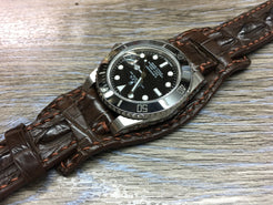 Leather Watch Strap, Full Bund Strap, Alligator Skin Watch band, Rolex Watch Strap, 20mm - eternitizzz-straps-and-accessories