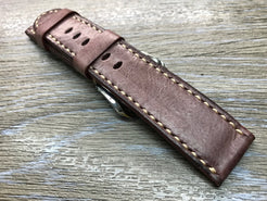 24mm straps, Handmade waxed vintage leather watch band, real leather watch strap for Panerai - eternitizzz-straps-and-accessories