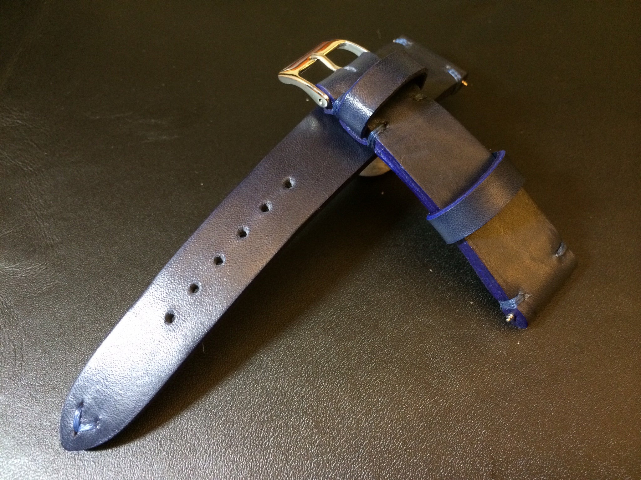 Leather Watch Strap, Rolex watch strap 20mm, 19mm leather Watch Band, Blue Watch Strap 18mm - eternitizzz-straps-and-accessories