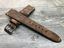 Leather Watch Strap, Rolex Watch Strap,  Leather Watch Band, 20mm, Brown Washed Antique, 19mm watch strap, 18mm Two piece watch Strap - eternitizzz-straps-and-accessories