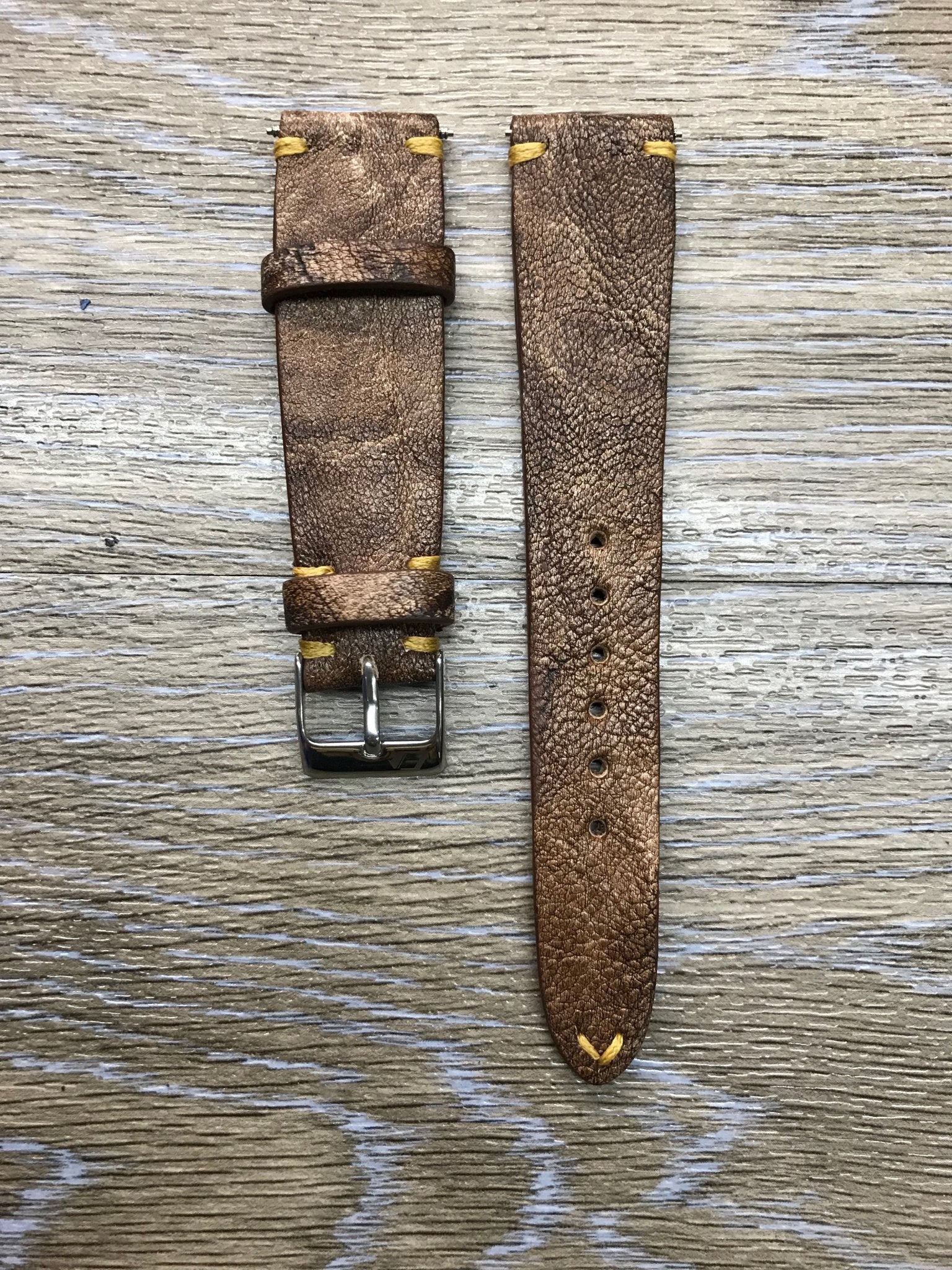 Leather Watch Strap, Rolex Watch Strap,  Leather Watch Band, 20mm, Brown Washed Antique, 19mm watch strap, 18mm Two piece watch Strap - eternitizzz-straps-and-accessories