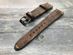 Leather Watch Strap, Rolex Watch Strap,  Leather Watch Band, 20mm, Brown Washed Antique, 19mm watch strap, 18mm Two piece watch Strap - eternitizzz-straps-and-accessories