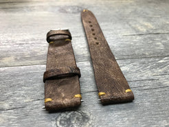 Leather Watch Strap, Rolex Watch Strap,  Leather Watch Band, 20mm, Brown Washed Antique, 19mm watch strap, 18mm Two piece watch Strap - eternitizzz-straps-and-accessories