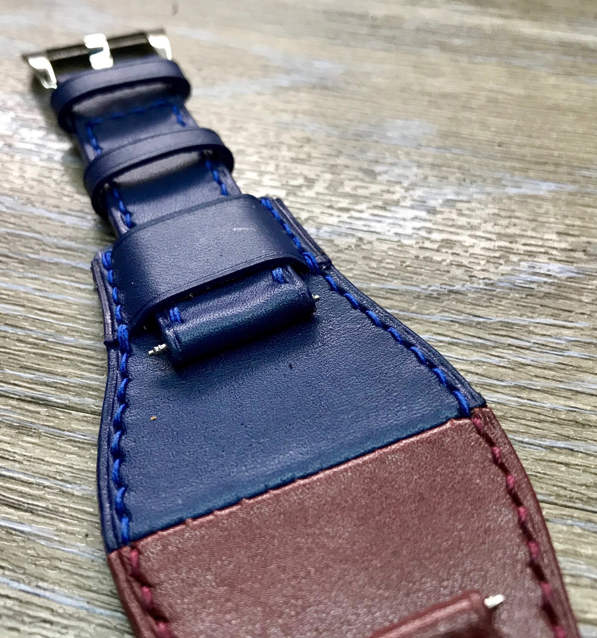 Leather Watch Straps, Leather Bund Straps, Watch Band for Rolex GMT Master 2 Pepsi, Watch Band, Leather Watch Strap 20mm, Blue Red Watch Strap - eternitizzz-straps-and-accessories