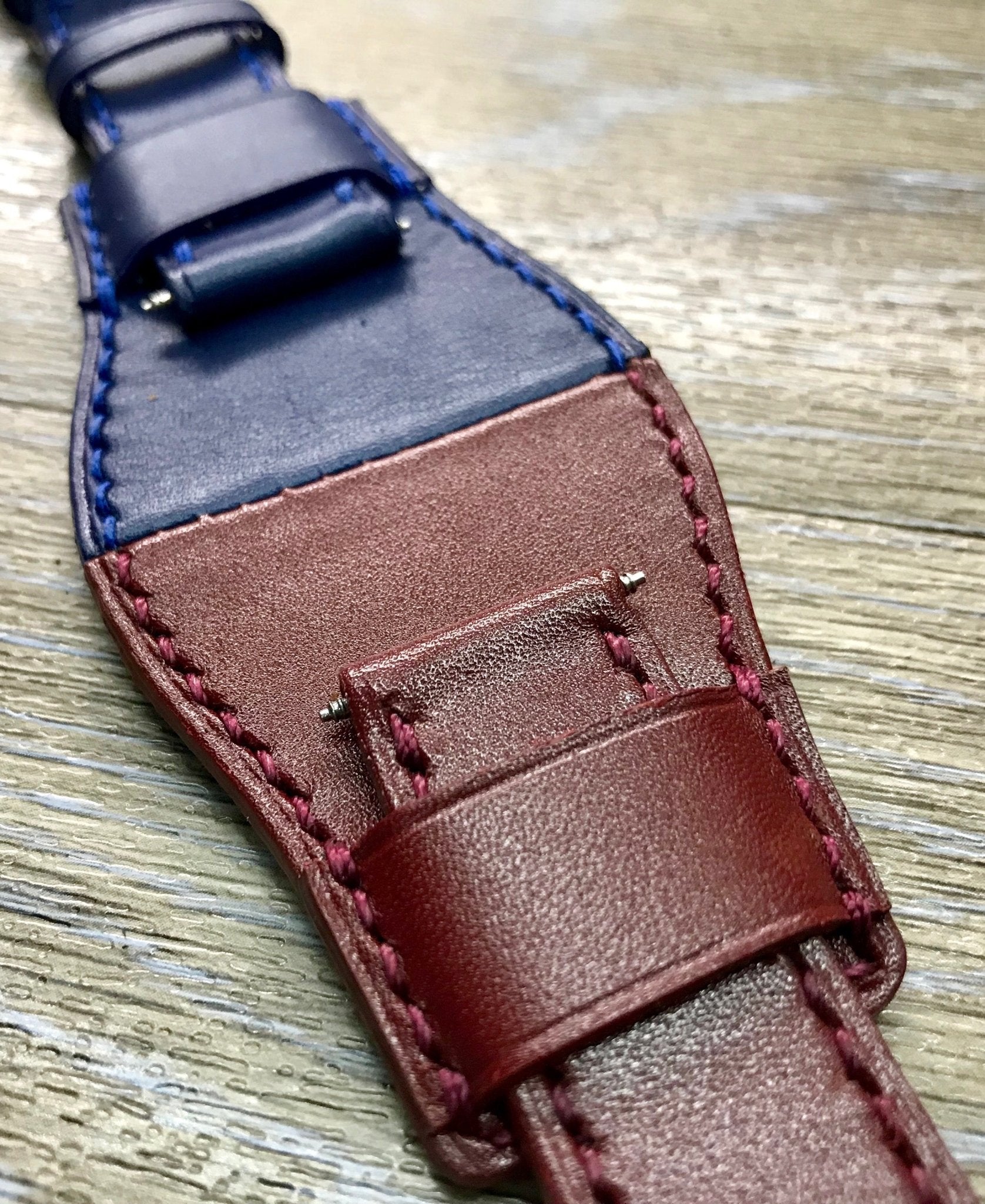 Leather Watch Straps, Leather Bund Straps, Watch Band for Rolex GMT Master 2 Pepsi, Watch Band, Leather Watch Strap 20mm, Blue Red Watch Strap - eternitizzz-straps-and-accessories