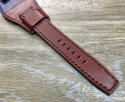 Leather Watch Straps, Leather Bund Straps, Watch Band for Rolex GMT Master 2 Pepsi, Watch Band, Leather Watch Strap 20mm, Blue Red Watch Strap - eternitizzz-straps-and-accessories