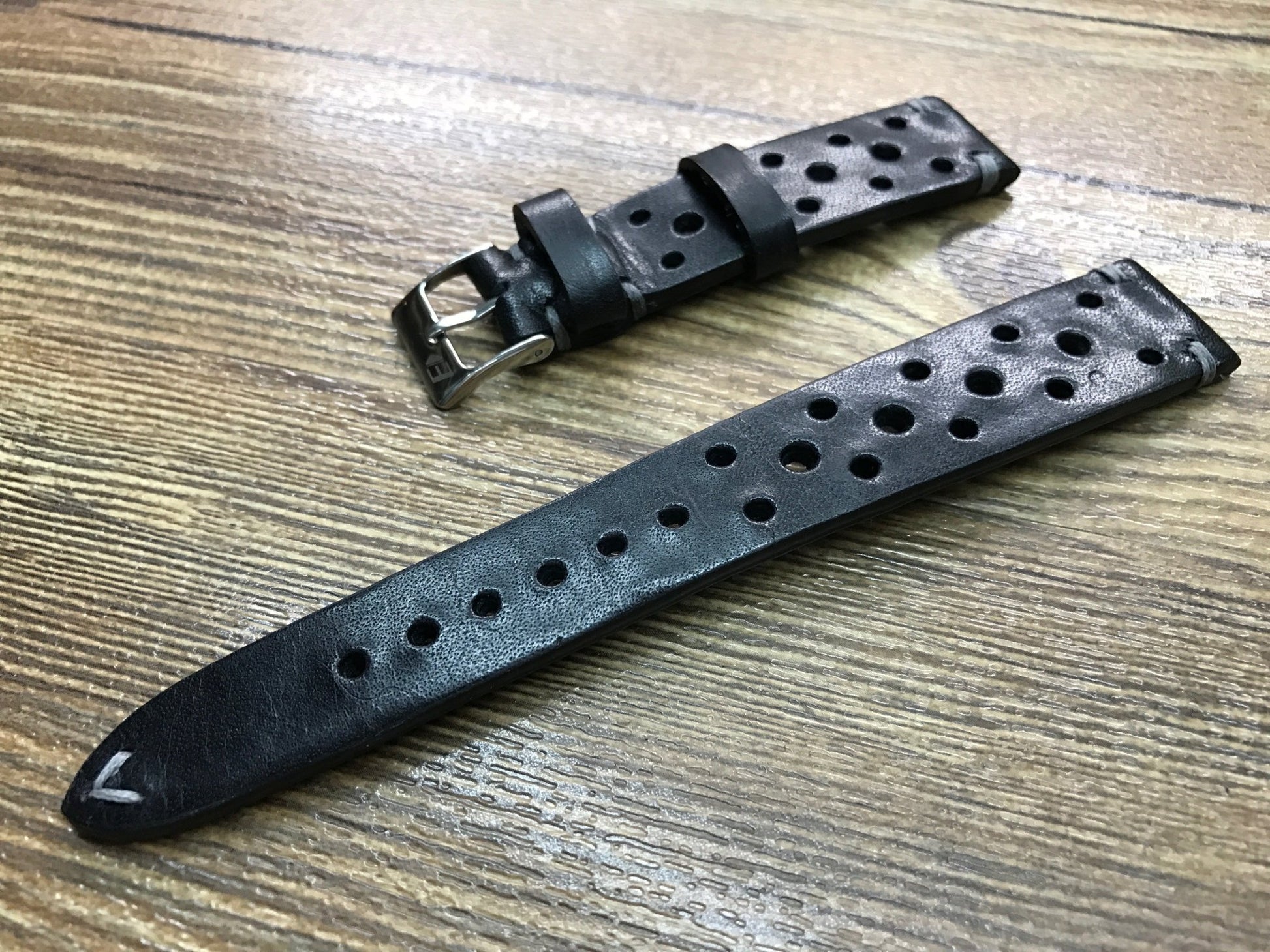 Leather watch Straps, Rally & Racing Watch straps, Black watch Straps, 20mm strap, 18mm 19mm and 20mm watch band, FREE SHIPPING - eternitizzz-straps-and-accessories