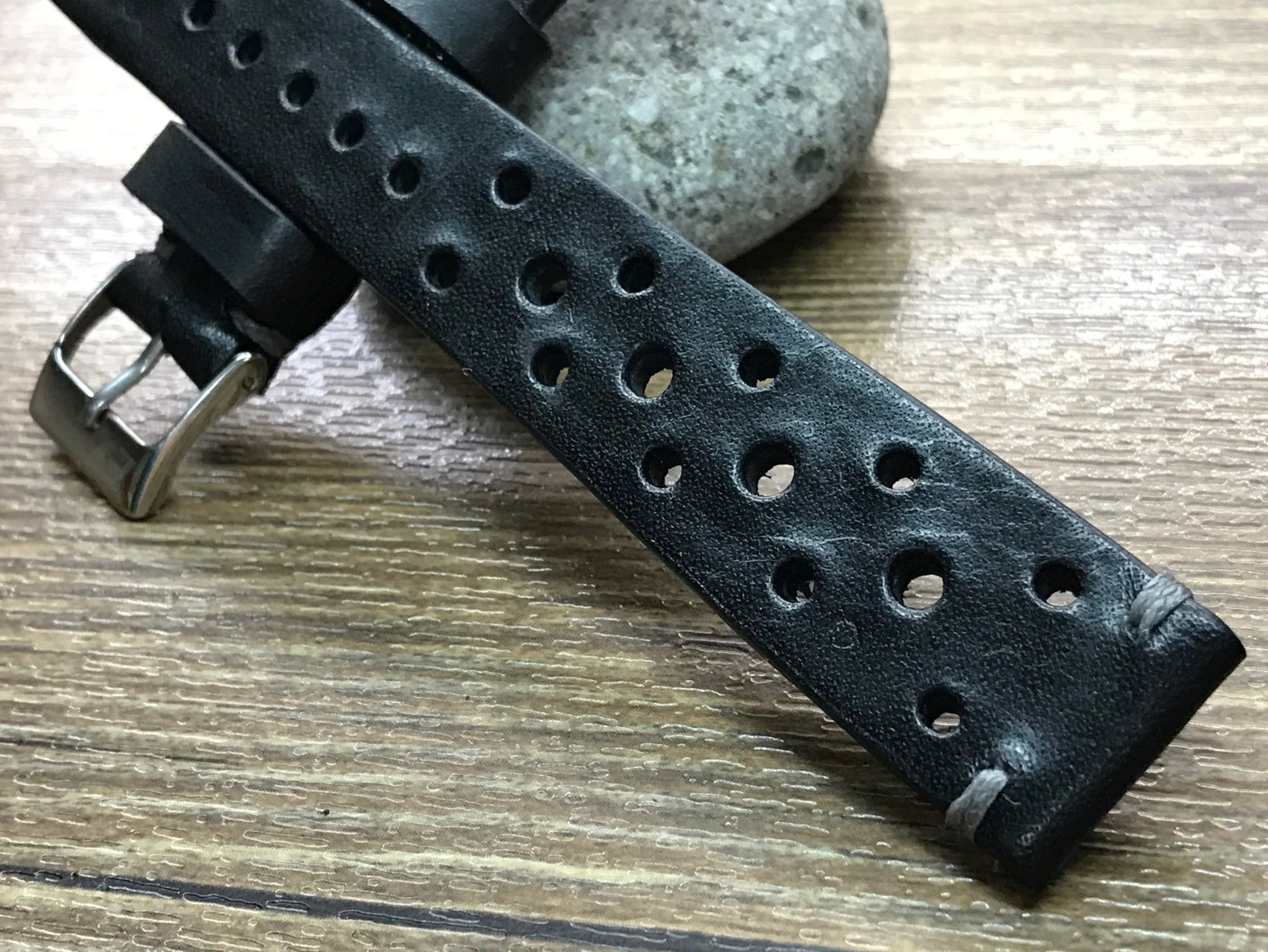 Leather watch Straps, Rally & Racing Watch straps, Black watch Straps, 20mm strap, 18mm 19mm and 20mm watch band, FREE SHIPPING - eternitizzz-straps-and-accessories