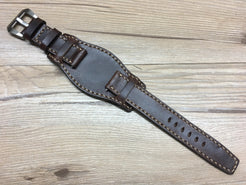 Rolex Watch Strap, Leather Bund Strap, 20mm Leather Watch Band, Dark Brown Watch Strap, 19mm Watch band, Omega - eternitizzz-straps-and-accessories