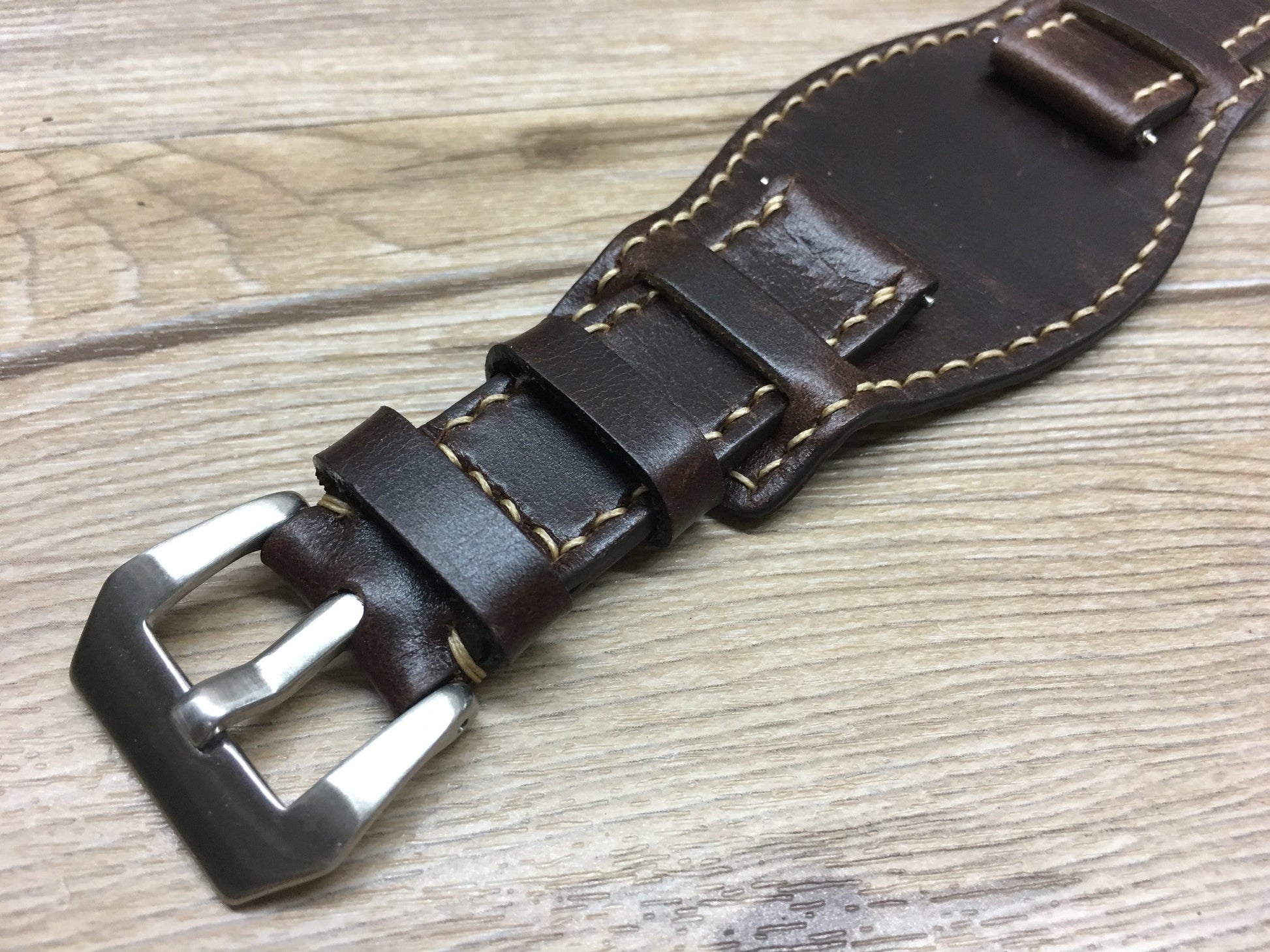 Rolex Watch Strap, Leather Bund Strap, 20mm Leather Watch Band, Dark Brown Watch Strap, 19mm Watch band, Omega - eternitizzz-straps-and-accessories