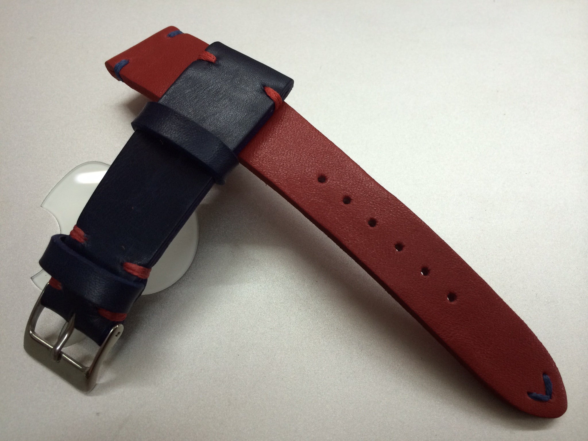 Rolex Pepsi Bezel GMT Watch Strap, Leather Watch Strap 20mm, Blue and Red Watch Band - eternitizzz-straps-and-accessories