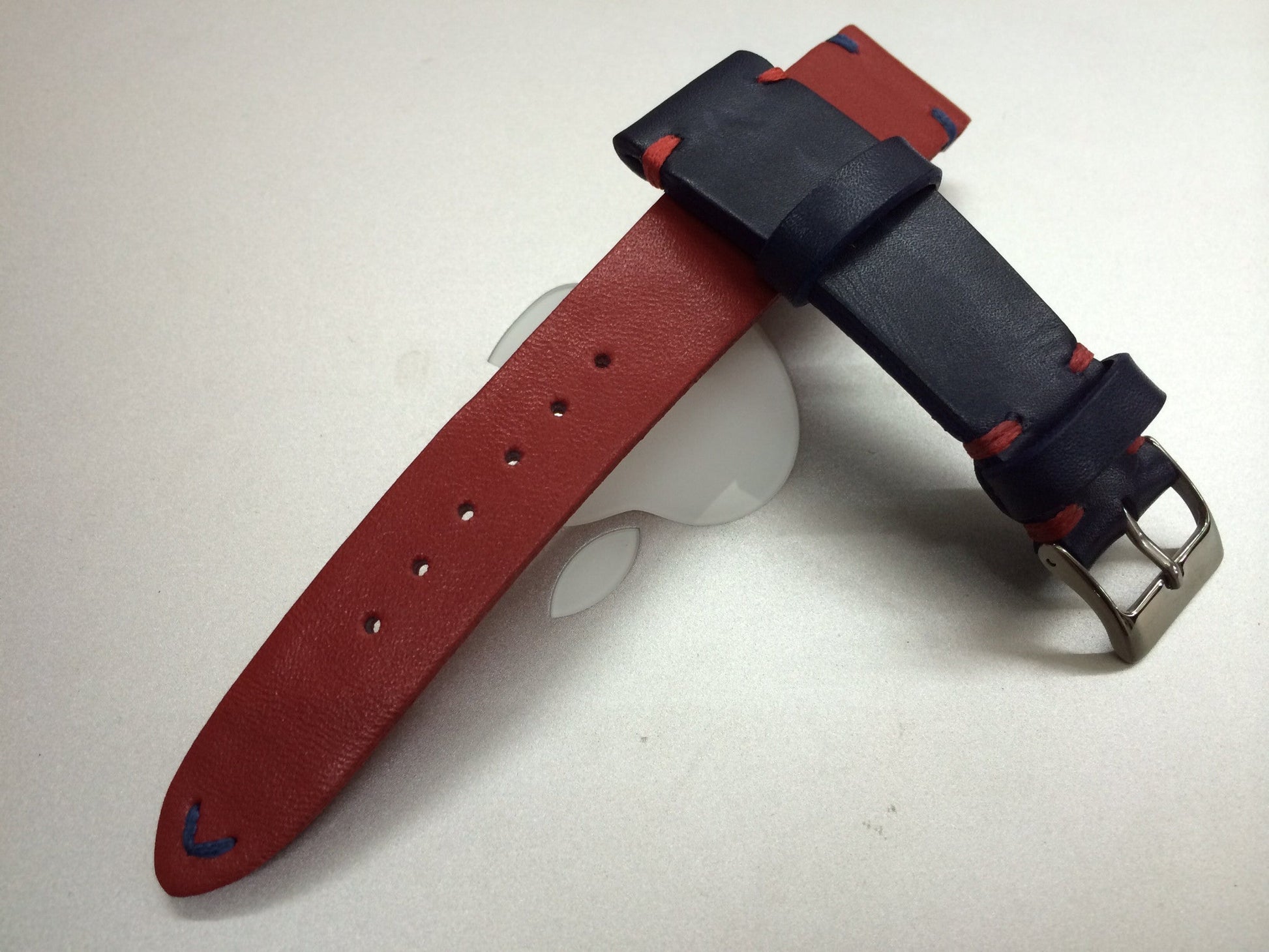 Rolex Pepsi Bezel GMT Watch Strap, Leather Watch Strap 20mm, Blue and Red Watch Band - eternitizzz-straps-and-accessories