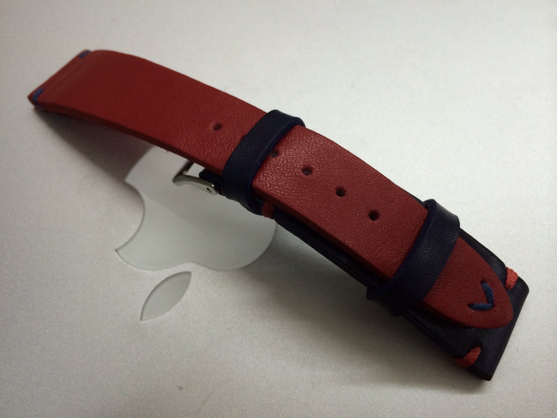 Rolex Pepsi Bezel GMT Watch Strap, Leather Watch Strap 20mm, Blue and Red Watch Band - eternitizzz-straps-and-accessories