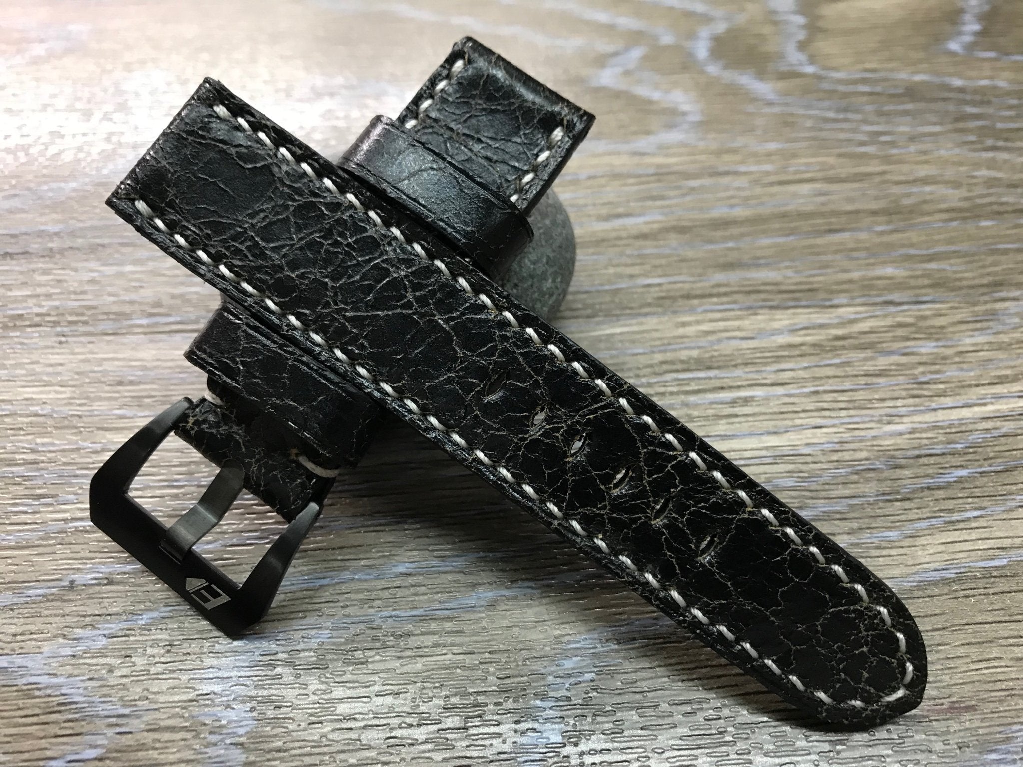 Panerai Watch Strap, Panerai Watch strap, Distress Black leather watch band, real leather watch strap, 24mm Watch Strap, 26mm Watch Band - eternitizzz-straps-and-accessories