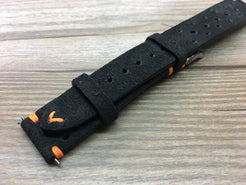 Racing Watch Straps 20mm, Rally Watch straps 19mm, Suede Leather watch band, Black Suede Leather watch Straps, 18mm watch band, FREE SHIPPING - eternitizzz-straps-and-accessories