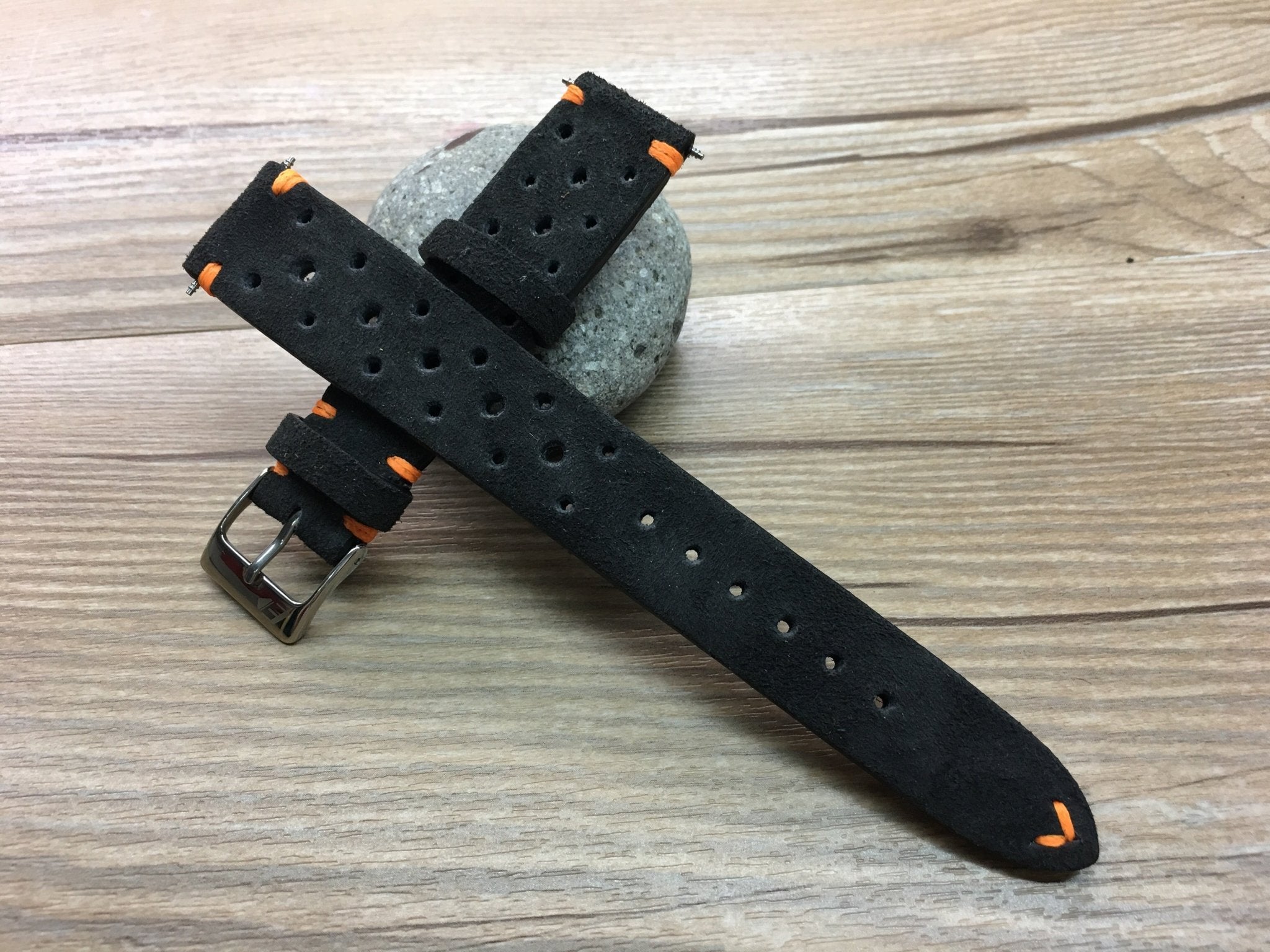 Racing Watch Straps 20mm, Rally Watch straps 19mm, Suede Leather watch band, Black Suede Leather watch Straps, 18mm watch band, FREE SHIPPING - eternitizzz-straps-and-accessories