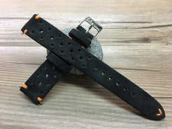 Racing Watch Straps 20mm, Rally Watch straps 19mm, Suede Leather watch band, Black Suede Leather watch Straps, 18mm watch band, FREE SHIPPING - eternitizzz-straps-and-accessories