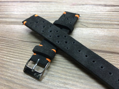 Racing Watch Straps 20mm, Rally Watch straps 19mm, Suede Leather watch band, Black Suede Leather watch Straps, 18mm watch band, FREE SHIPPING - eternitizzz-straps-and-accessories