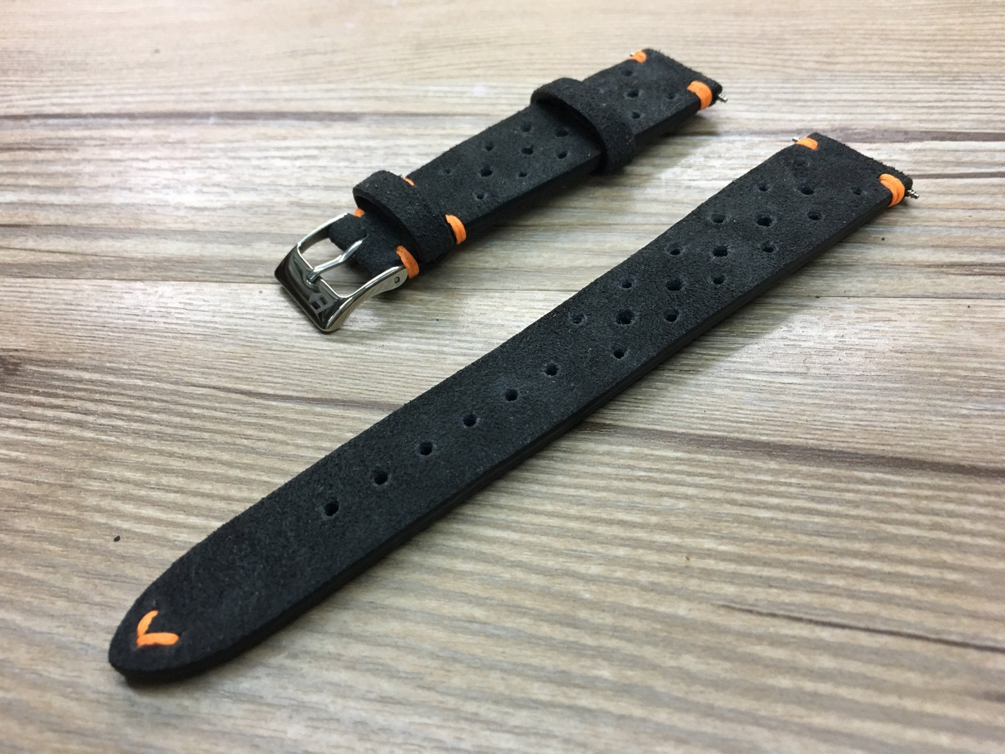 Racing Watch Straps 20mm, Rally Watch straps 19mm, Suede Leather watch band, Black Suede Leather watch Straps, 18mm watch band, FREE SHIPPING - eternitizzz-straps-and-accessories