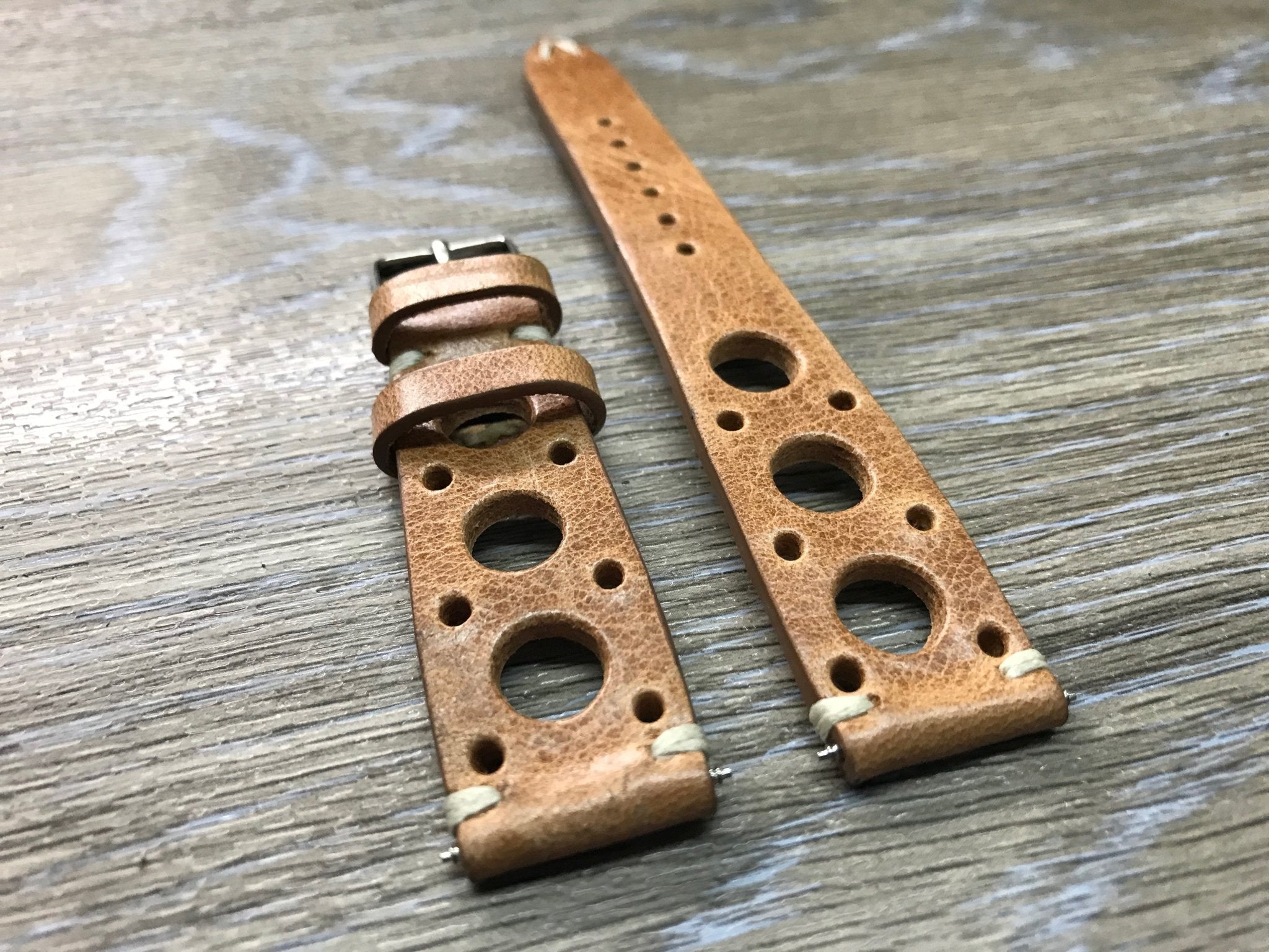 Rally & Racing Watch Straps, Leather watch band, Light Brown Watch Strap, Leather Watch Straps 20mm, 18mm, 19mm, FREE SHIPPING - eternitizzz-straps-and-accessories