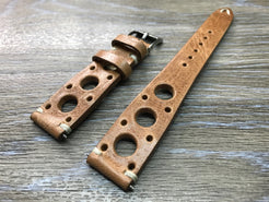 Rally & Racing Watch Straps, Leather watch band, Light Brown Watch Strap, Leather Watch Straps 20mm, 18mm, 19mm, FREE SHIPPING - eternitizzz-straps-and-accessories