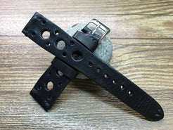 Rally & Racing Watch straps, Leather watch band, Black watch Straps, 20mm strap, 18mm 19mm and 20mm watch band, FREE SHIPPING - eternitizzz-straps-and-accessories