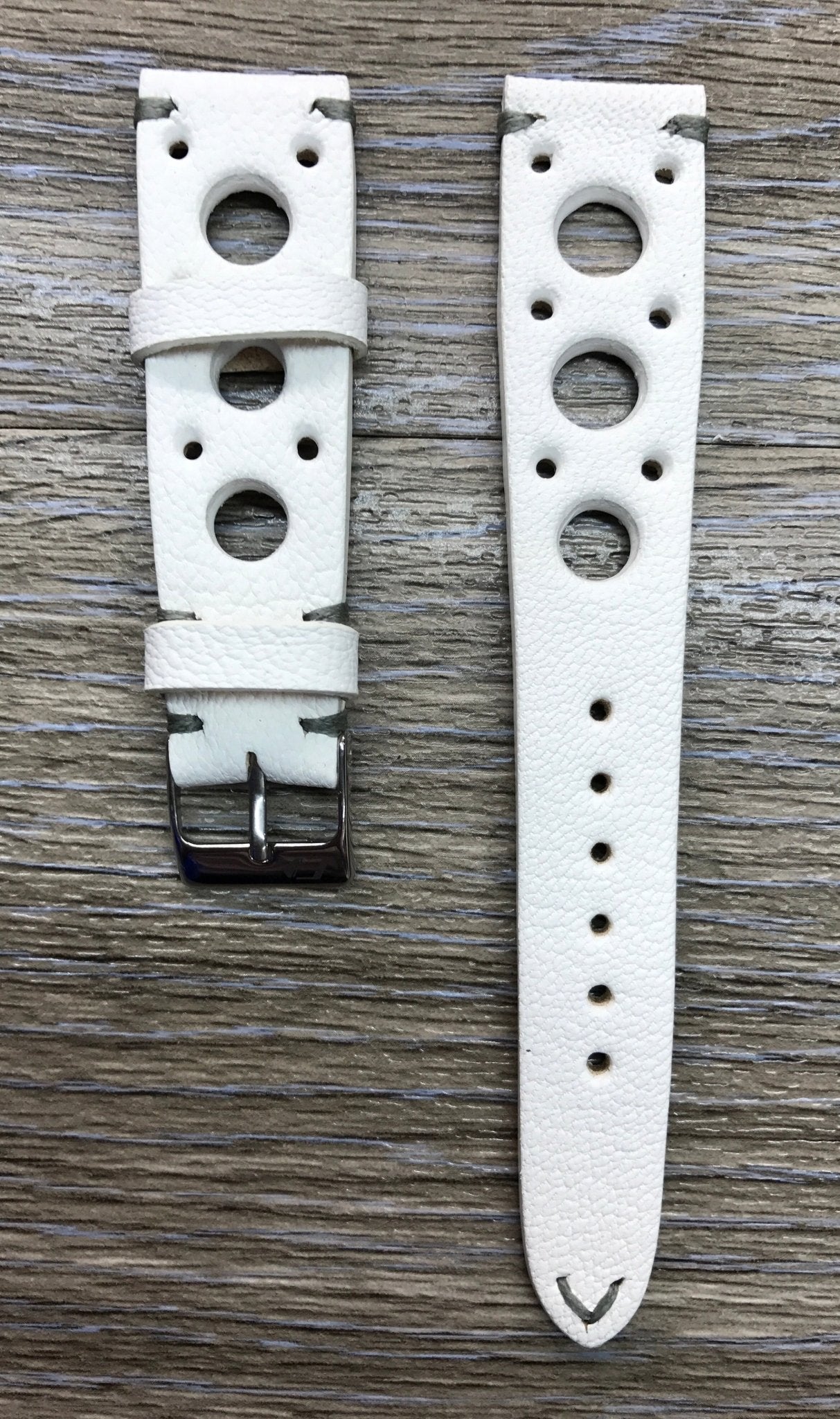 Rally Watch Straps 20mm, Racing Watch straps, Leather watch band, White Leather watch Straps 19mm, 18mm watch band, FREE SHIPPING - eternitizzz-straps-and-accessories