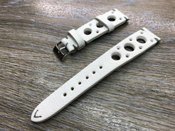 Rally Watch Straps 20mm, Racing Watch straps, Leather watch band, White Leather watch Straps 19mm, 18mm watch band, FREE SHIPPING - eternitizzz-straps-and-accessories