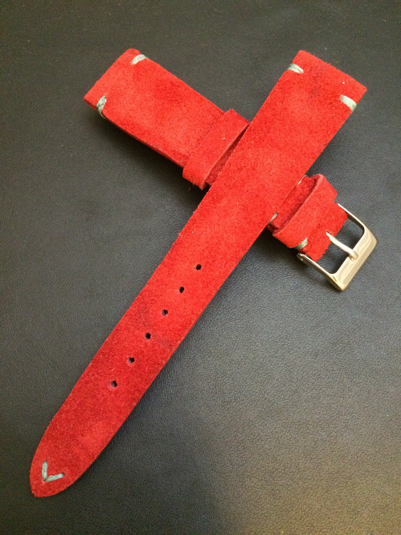 Real suede leather watch strap for Rolex, IWC, Omega (Red) - 20mm/16mm - eternitizzz-straps-and-accessories