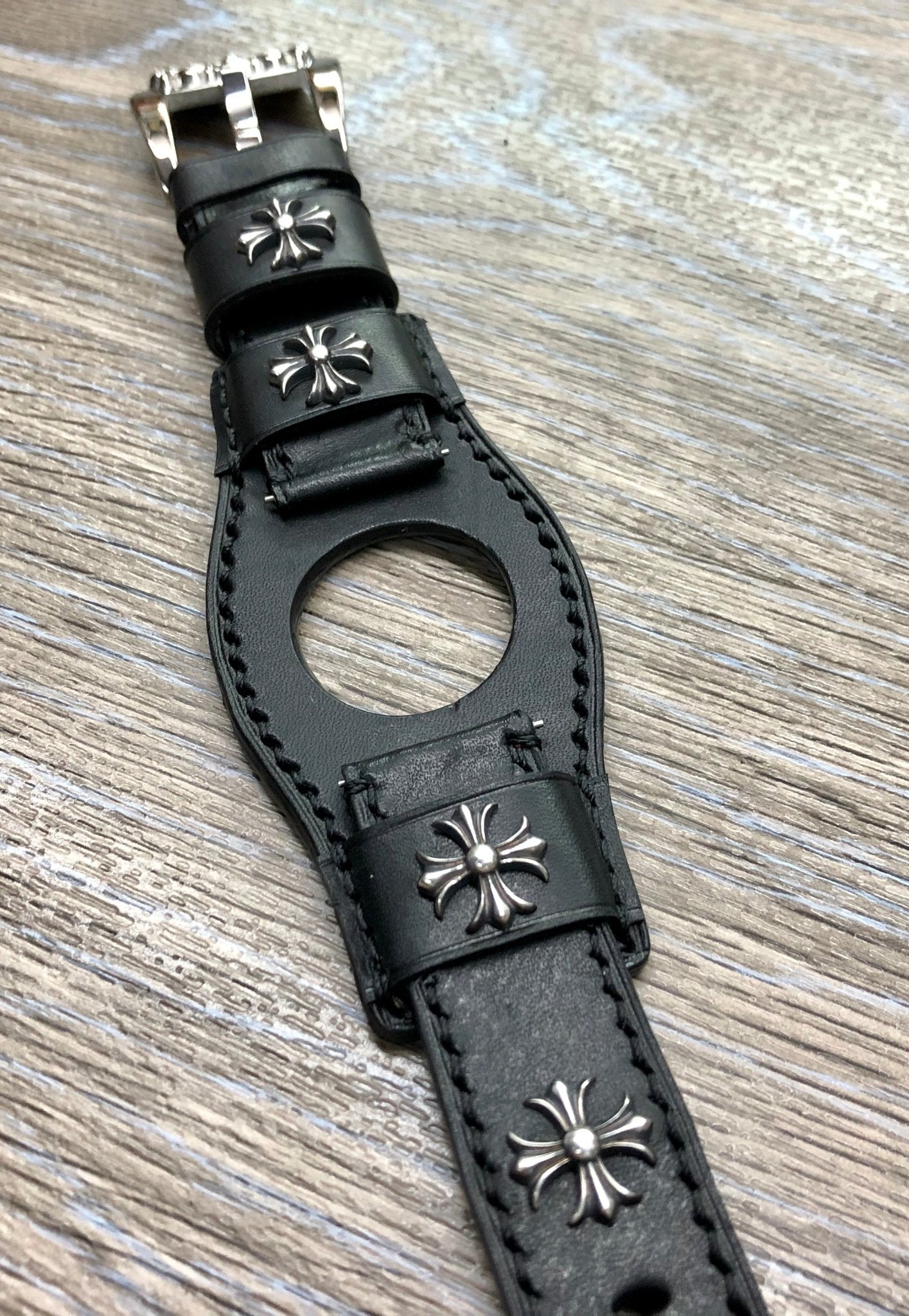 Black Leather Watch Band, 22mm Leather Watch Straps, Personalise Gift idea