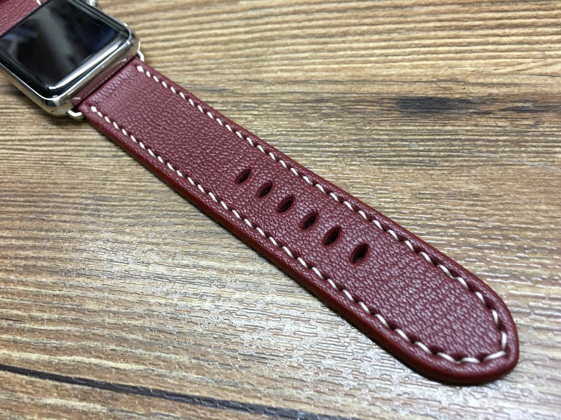 Smartwatch Band, Apple Watch, iWatch Band, Brandy Red Leather Watch Band, Samsung Galaxy Watch Band, Apple Watch Ultra, Valentines Day Gift Ideas