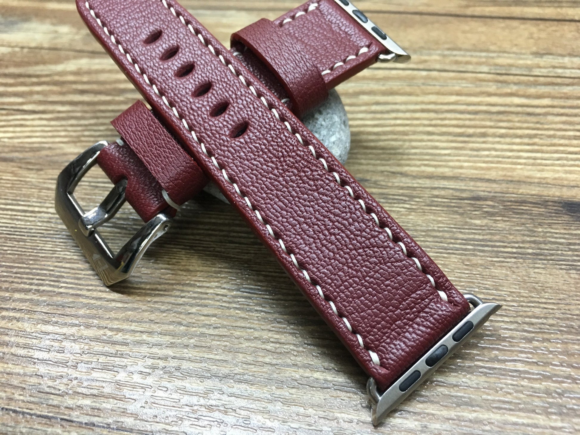 Apple Watch 44mm 40mm 38mm 42mm, Apple Watch Band, Brandy Red Leather Watch Strap, Series 1 2 3 4 - eternitizzz-straps-and-accessories